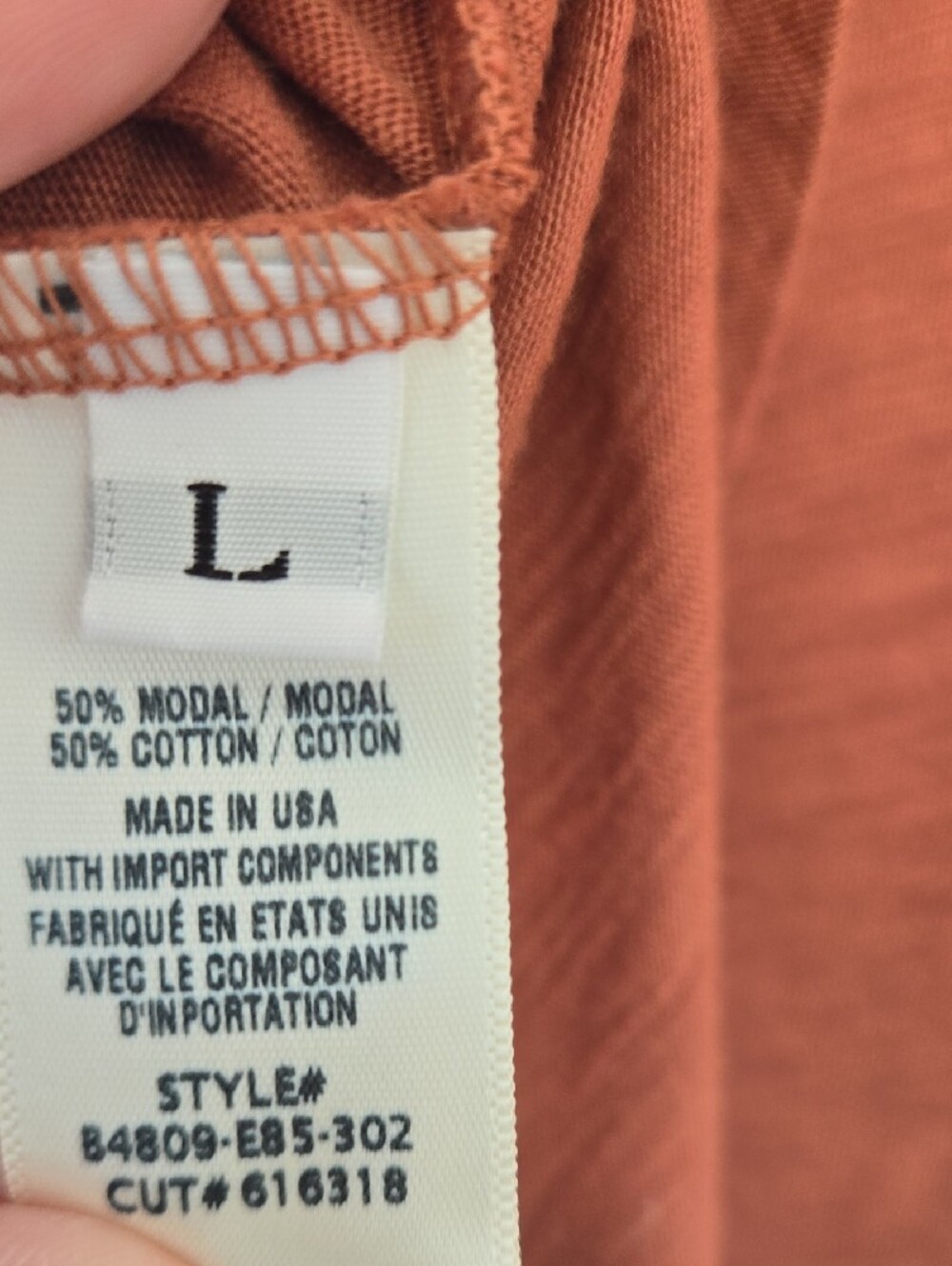 Bella Dahl Rust V-Neck Short Sleeve Tee Modal Cotton L - Picture 4 of 4